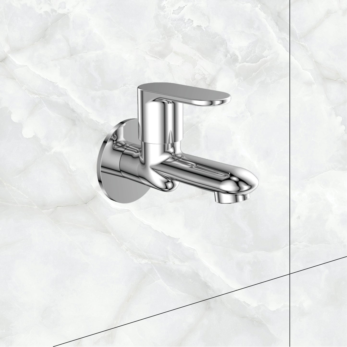 Watertap Origa Bib Cock With Wall Flange | Bib Tap Crome Finish | Shot Body Bib cock| watertap