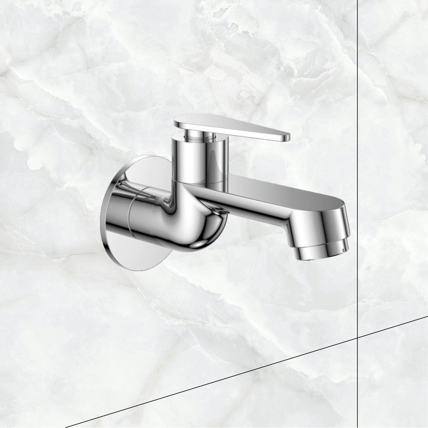 Watertap Viva Long Body Bib Cock With Wall Flange |Long Body Bib Tap Crome Finish | Long Body Bib cock| watertap