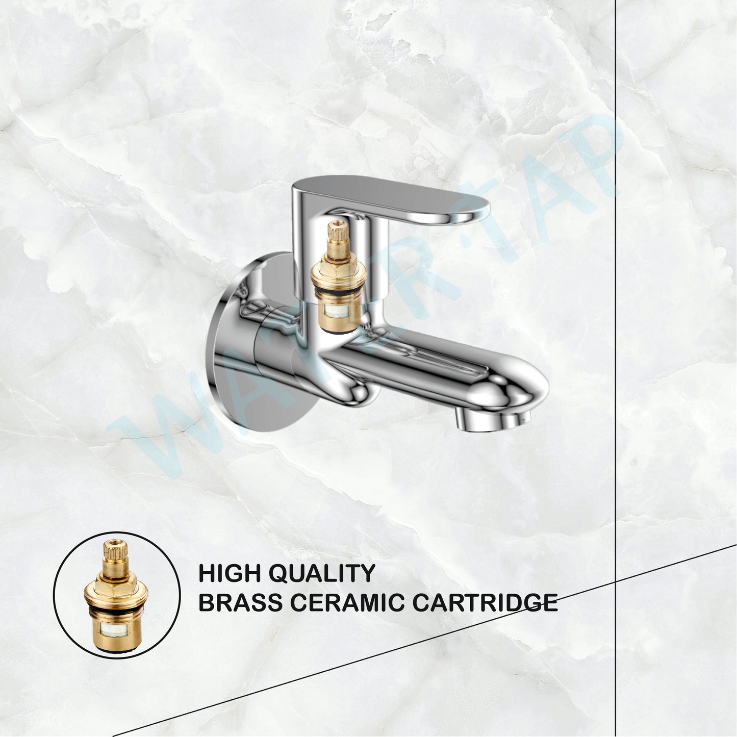 Watertap Origa Bib Cock With Wall Flange | Bib Tap Crome Finish | Shot Body Bib cock| watertap