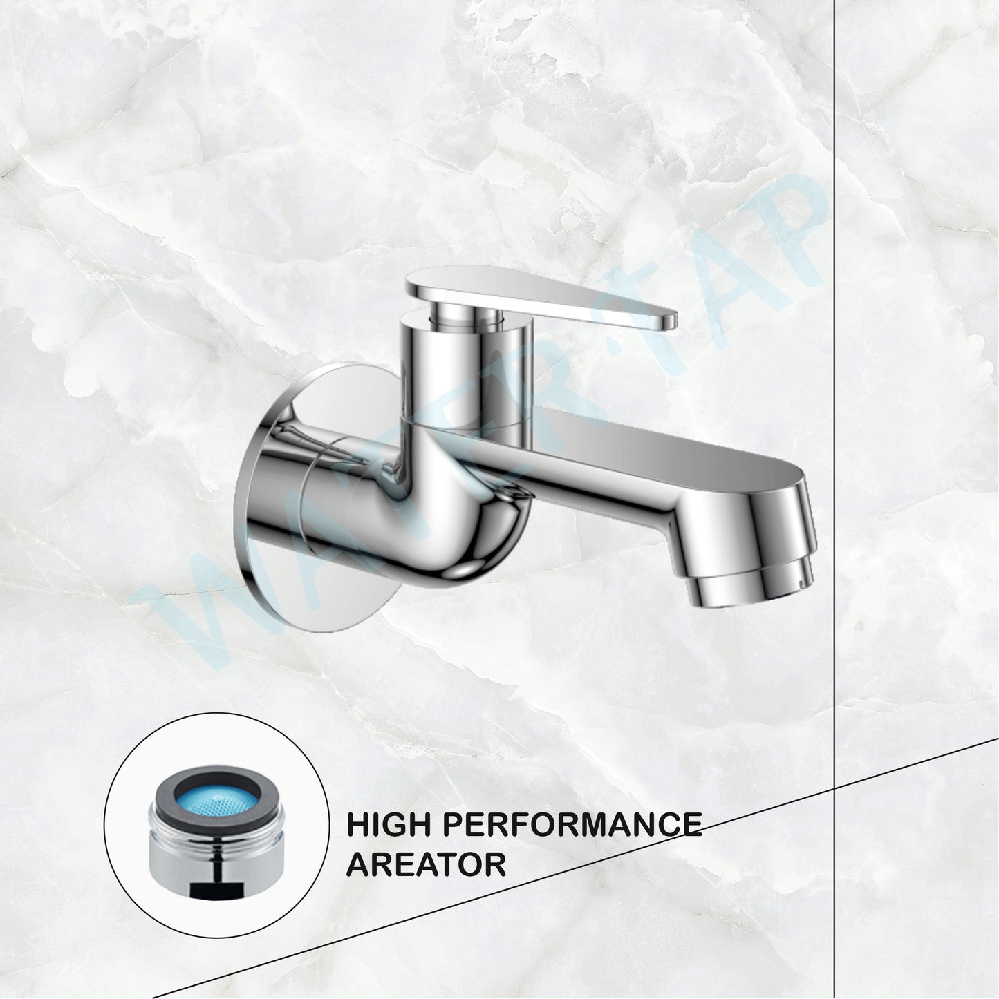 Watertap Viva Long Body Bib Cock With Wall Flange |Long Body Bib Tap Crome Finish | Long Body Bib cock| watertap