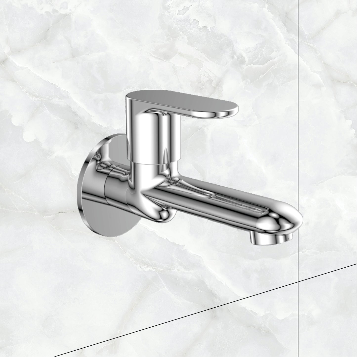 Watertap Origa Long Body Bib Cock With Wall Flange |Long Body Bib Tap Crome Finish | Long Body Bib cock| watertap