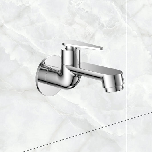 Watertap Viva Long Body Bib Cock With Wall Flange |Long Body Bib Tap Crome Finish | Long Body Bib cock| watertap