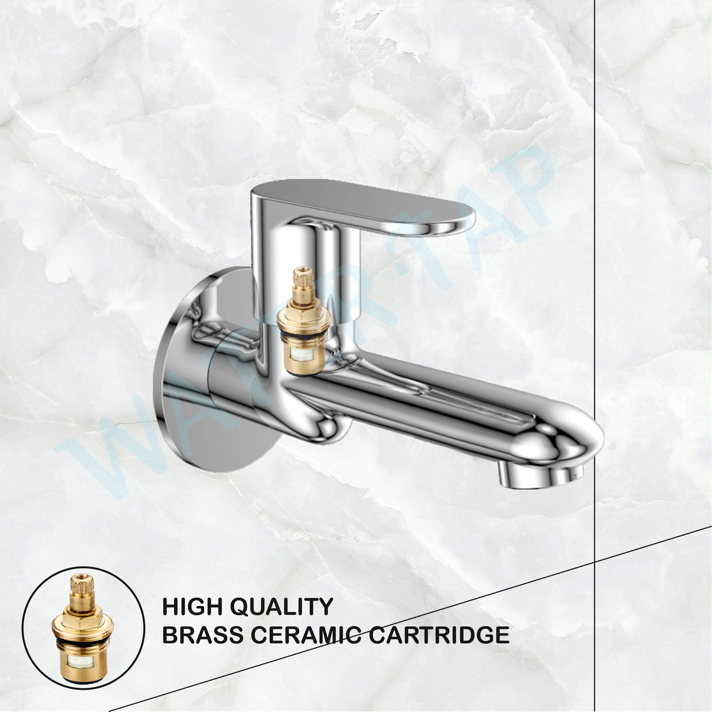 Watertap Origa Long Body Bib Cock With Wall Flange |Long Body Bib Tap Crome Finish | Long Body Bib cock| watertap